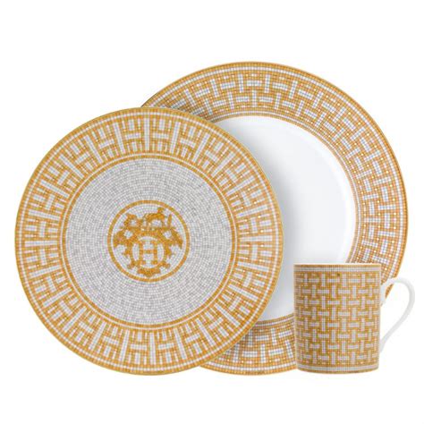 hermes mosaique gold dishes